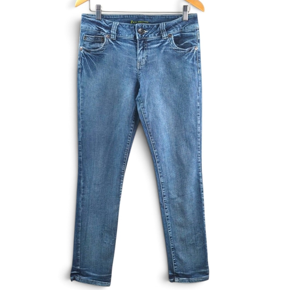 Zco Premium Jeans Women 13 Blue Excellent Straight Leg Embroidered Mid Rise‎
